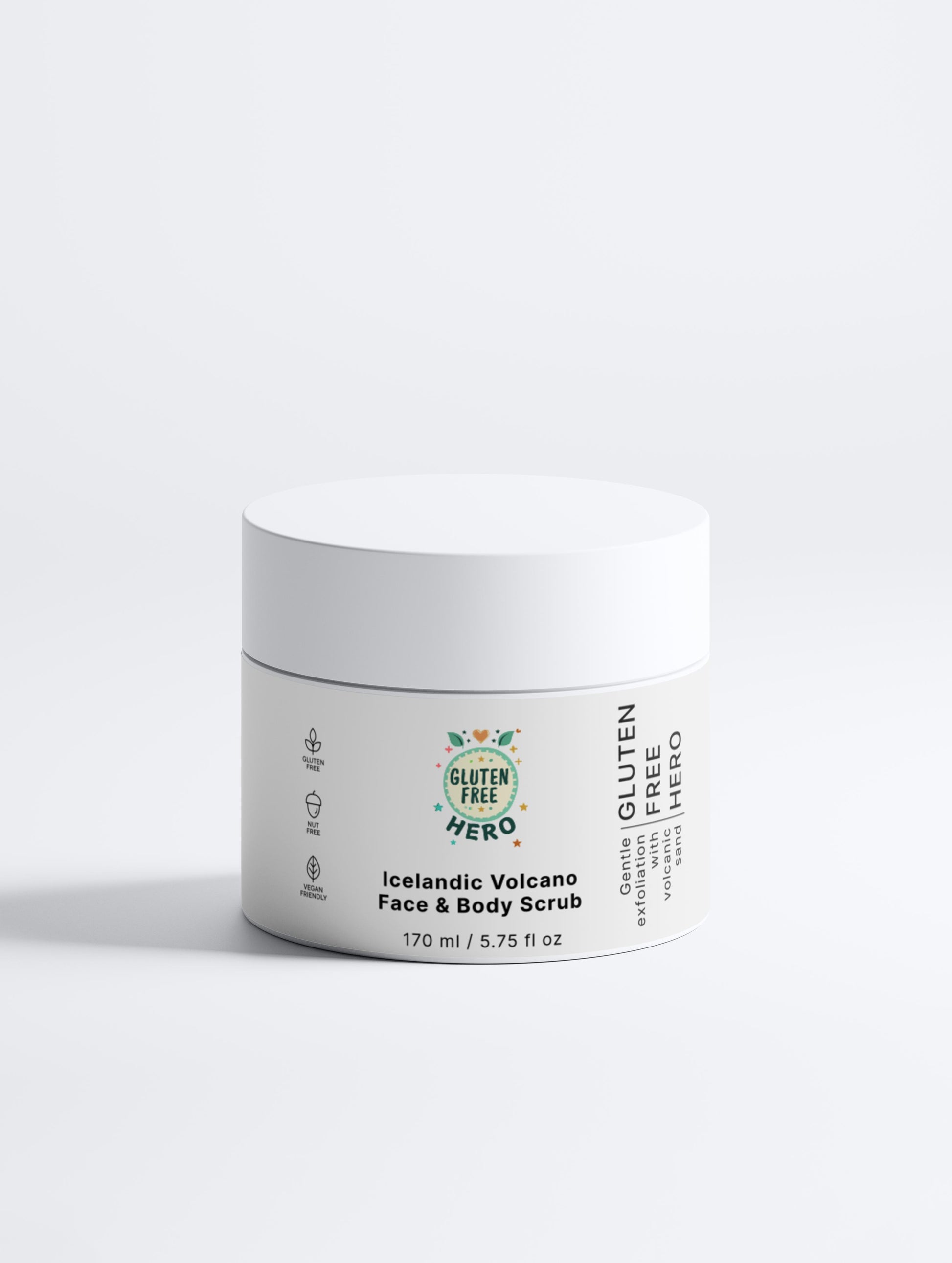 Gluten Free Hero Icelandic Volcano Face &amp; Body Scrub – Gentle Exfoliation with Volcanic Sand